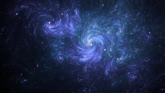 Millions of stars, galaxies swirling and moving around in nebula. deep space journey, intergalactic travel. Colorful and futuristic universe.