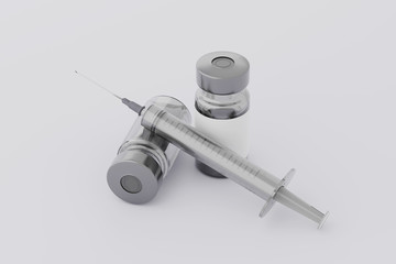 Rendering 3d vaccine medicine bottle flu vaccine anti-vaccination and covid-19