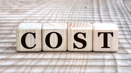 concept of the word cost on cubes on a beautiful background