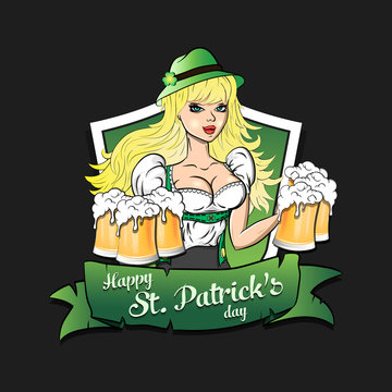 Happy St. Patrick's day. Sexy of waitress