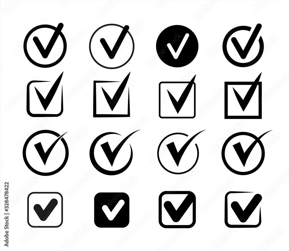 Poster vector black checkmarks. set of check mark icons.