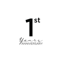 1st anniversary letter logo icon design with ribbon banner