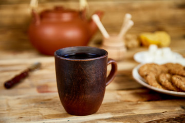 Afternoon tea, Tea Ceremony, Teapot Honey Cups of tea with cookies
