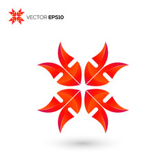 illustration vector graphics of flower logo that is in bloom with red and orange gradations of color.perfect for plant logos, flower brands, flower businesses etc.