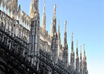 Milan old Italian town cathedral Duomo medieval buildings urban panorama cityscape architecture details history background