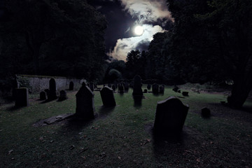 400 year old graves in the moonlight