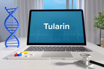 Tularin – Medizin, Gesundheit. Computer im Büro mit Begriff auf dem Bildschirm. Arzt, Krankheit, Gesundheitswesen