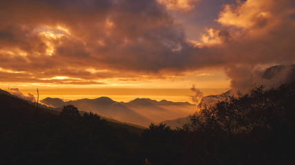 Beautiful sunset at Alishan mountains