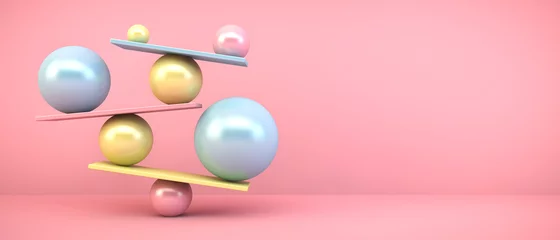 Muurstickers colorful balancing balls © MclittleStock