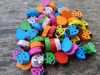 Obraz premium Colorful wooden bead. Recycle wood for craft