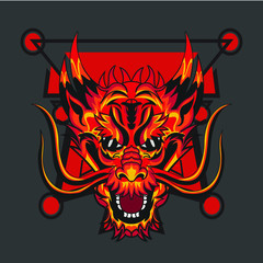 red dragon with geometry, design for apparel, background, walpapaer, etc.