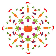 Vector ornament of vegetables in the flat style.