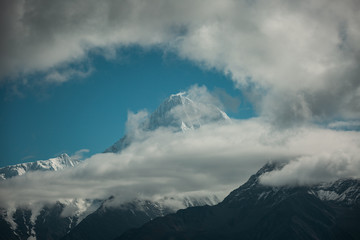 Majestic China Snow Mountain.Stunning Chinese natural landscape.Mountainous landscape. 