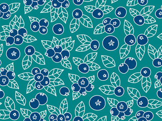 Seamless Pattern with delicious, abstract blueberries