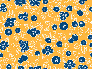 Seamless Pattern with delicious, abstract blueberries