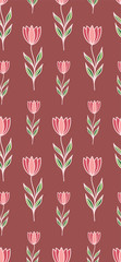 Seamless Pattern with colorful and blooming, abstract tulips
