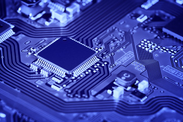 Electronic circuit board close up.