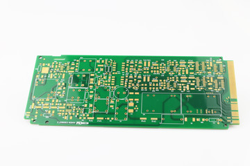 Multiplied printed circuit boards PCB isolated on the white background. PCB assembly.