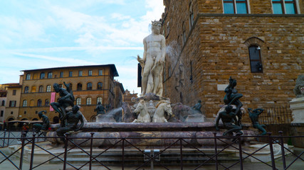fountain of neptune in Piazza della signoria at florence