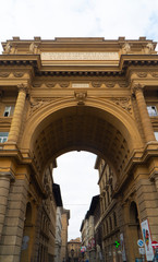 Fototapeta premium details of the piazza della reppublica in florence italy