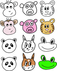 hand drawing kids of land animals