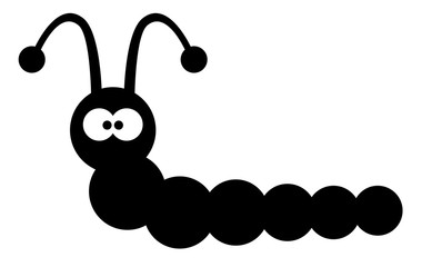 Lustiger Wurm / Schwarz-weiß, Vektor, freigestellt