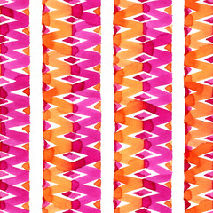 Watercolor seamless pattern. Calligraphic elements with a brush. Bright abstract pattern on a white background.