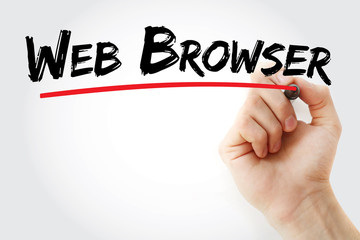 Web Browser text with marker, internet concept background