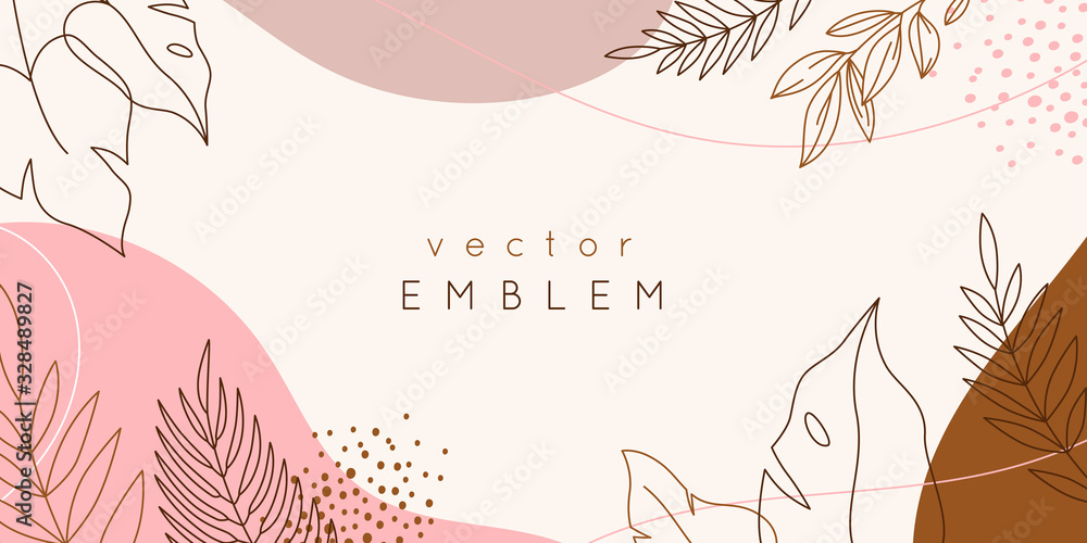 Aufkleber vector design templates in simple modern style with copy space for text, flowers and leaves - weddin