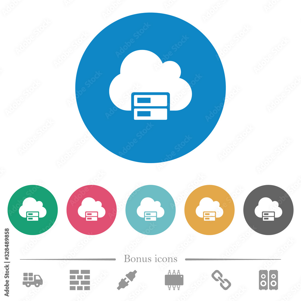 Sticker cloud storage flat round icons