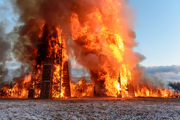 Building in inferno of flames