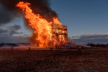 Building in inferno of flames