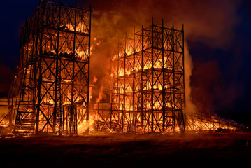 Building in inferno of flames