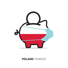 Poland healthcare cost. Piggy bank wearing a protective face mask