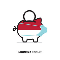 Indonesia healthcare cost. Piggy bank wearing a protective face mask