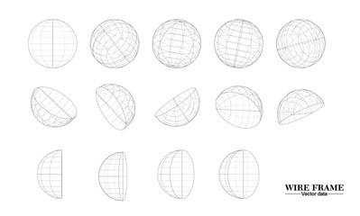 線で描くワイヤーメッシュの地球の球体