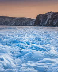 winter landscape with mountains and lake
