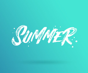 Hello Summer handwritten lettering. Hello Summer typography vector design for greeting cards and poster. Design template celebration. Vector illustration.