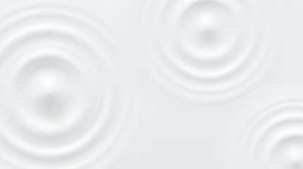Milk circle ripples, splash water waves from drop top view on white background. Vector cosmetic cream, shampoo, milky product or yogurt swirl round texture surface template..