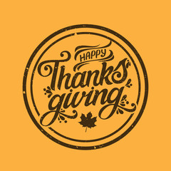 Vector illustration. Happy Thanksgiving Day typography vector design for greeting cards and poster on a textural background design template celebration.Happy Thanksgiving inscription, lettering.