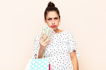 young pretty woman feeling bored, frustrated and sleepy after a tiresome, dull and tedious task,...