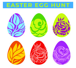  Colorful eggs illustration. Easter egg hunt. 