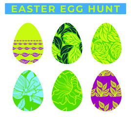  Colorful eggs illustration. Easter egg hunt. 