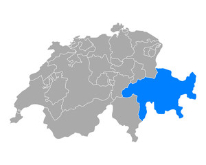 Karte von Graubünden in Schweiz