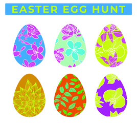  Colorful eggs illustration. Easter egg hunt. 