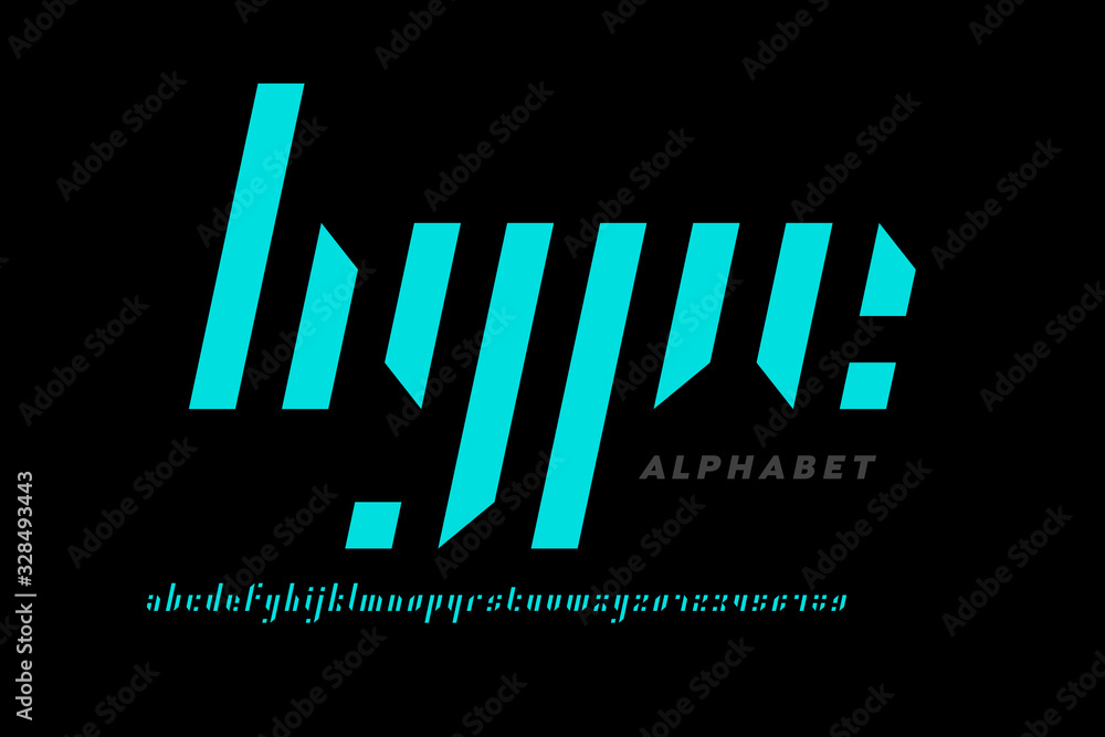Poster modern font design, lowercase alphabet letters and numbers