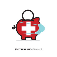 Switzerland healthcare cost. Piggy bank wearing a protective face mask