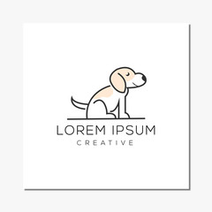 Line dog creative logo design template