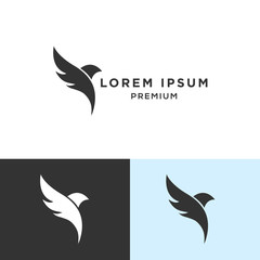 Feather bird logo design template 