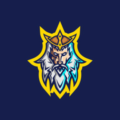 Poseidon Esport Logo Template. Vector illustration